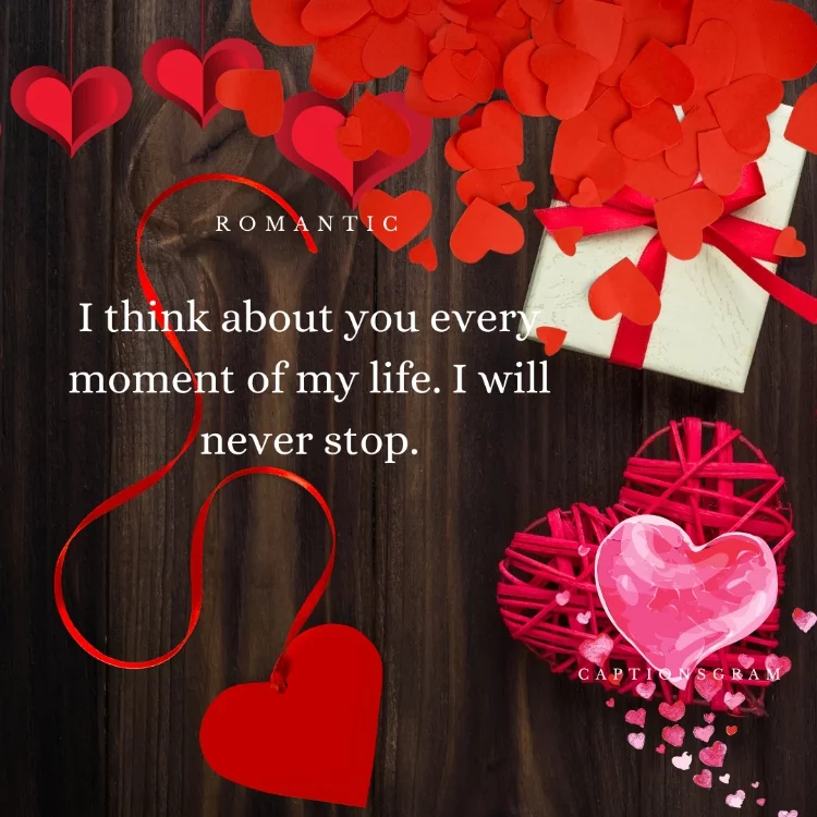 I think about you every moment of my life. I will never stop.